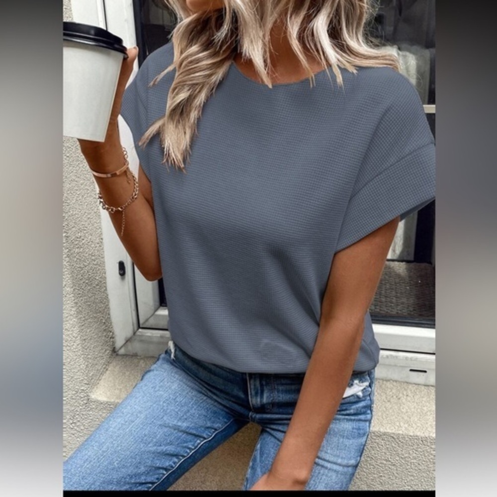 SHEIN || NWOT Waffle-Knit Batwing Tee (M)